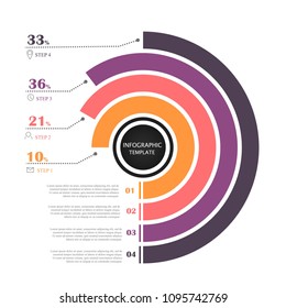 Business Infographics circle style Vector illustration. can be used for workflow layout, banner, diagram, number options, step up options, web design.