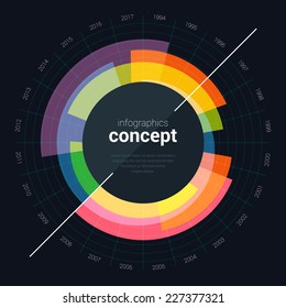 Business Infographics circle timeline concept. Vector illustration. Can be used for workflow layout, banner, diagram, presentation, cv, resume, step up options, web design.