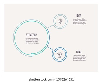 Business infographics. Circular digram, chart with 2 options, steps and main part. Vector presentation. 