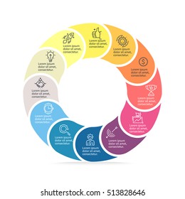 Business Infographics. Circular Infographic Element With 12 Steps, Parts. Vector Pie Chart.
