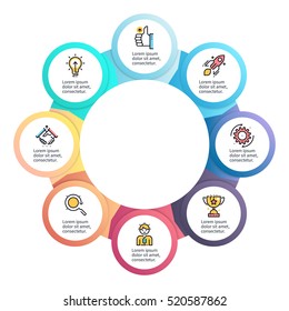 Business Infographics. Circular Infographic Element With 8 Steps, Sections. Vector Design Template.