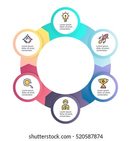 Business Infographics. Circular Infographic Element With 6 Steps, Sections. Vector Design Template.