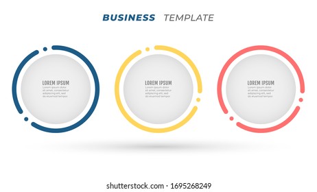 Business Infographics. Cirlce element design label with 3 options, steps, processes. Vector illustration.