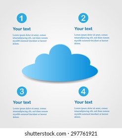 Business infographics cloud tabs template. Can used for web design, banners, brochures, presentation. Blue color on grey background. Vector illustration.