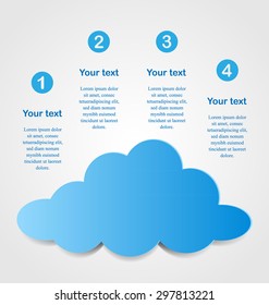 Business infographics cloud tabs template. Can used for web design, banners, brochures, presentation. Blue color on grey background. Vector illustration.