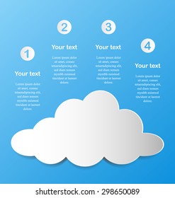 Business infographics cloud tabs template. Can used for web design, banners, brochures, presentation. Grey color on blue background. Vector illustration.
