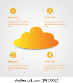 Business infographics cloud tabs template. Can used for web design, banners, brochures, presentation. Orange color on grey background. Vector illustration.