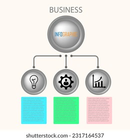 Business infographics. Concept of three steps of business strategy and development. Modern vector illustration for presentation.