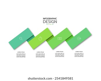 Business infographics. Concept timeline with 4 icons, elements, steps, and options. Vector template.