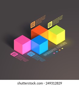 Business Infographics Cube. 3d Vector Isometric Illustration. Can Be Used For Web Design And Workflow Layout