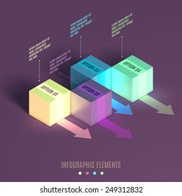 Business Infographics cube. 3d vector isometric illustration. Can be used for web design and workflow layout