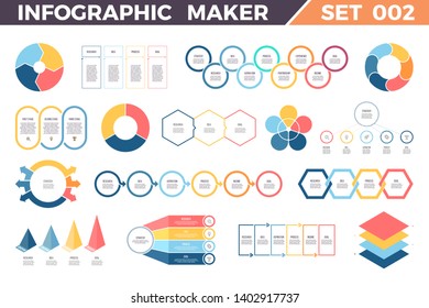 Business infographics. Data visualization templates with timelines, steps, options, processes, diagrams, charts, graphs. Vector infographic maker.