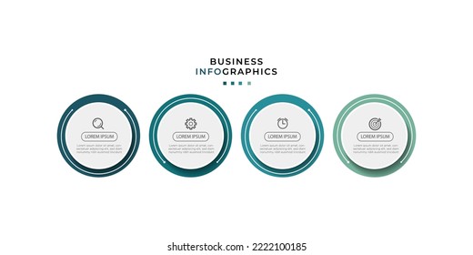 business infographics design with 4 options, processes or step. Creative design with marketing icons. Eps10 vector illustration.