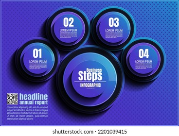 business infographics design, 4 process chart diagram template background for presentation workflow, abstract timeline elements, flow chart purple light blue layout concept
