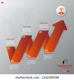 Business infographics design with 5 steps White arrow graph for your presentation.Can be used for workflow layout, diagram, step by step infographics, graph, chart, diagram, web design.