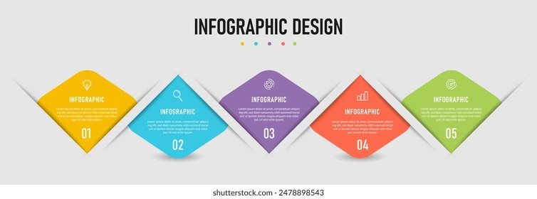 Vorlage des Geschäftsinfografik-Designelements. Zeitachse mit 4 Schritten, Optionen. Kann für Workflowdiagramm, Infodiagramm, Webdesign. Vektorillustration verwendet werden.