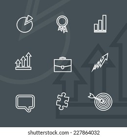 Business and infographics - design elements collection. Set of linear icons.