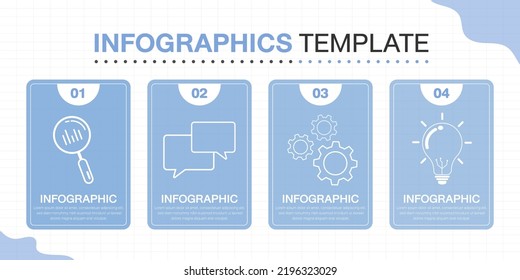 Business infographics Design with icons, 4 options or steps template. layout, diagram, annual, report, presentation.Vector illustration.