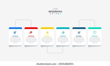 Diseño de infografías de negocios para Six Step, opción, partes o proceso. Infografía Plantilla de diseño de 6 elementos para presentación. diagrama de proceso, Anuncio de pasos, diagrama de flujo, Plantilla de 6 opciones.