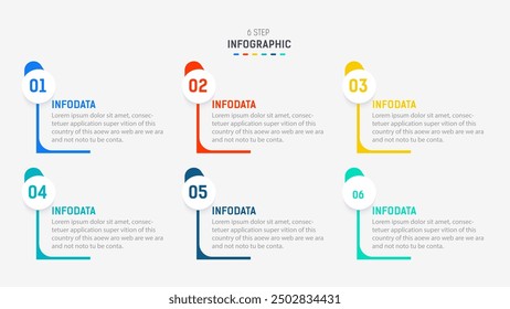 Business  infographics design for Six Step, option, parts or process. Infographic 6 element design template for presentation.  process diagram, step banner, flow chart, 6 option template.