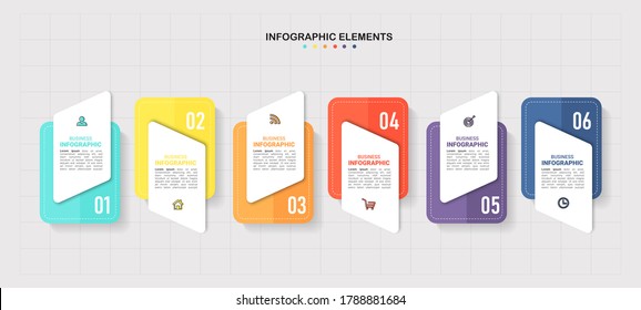 Business  Infographics design template with 6 steps. 