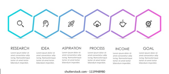 Business Infographics design template with icons and 6 options or steps.  Can be used for process diagram, presentations, workflow layout, banner, flow chart, info graph.