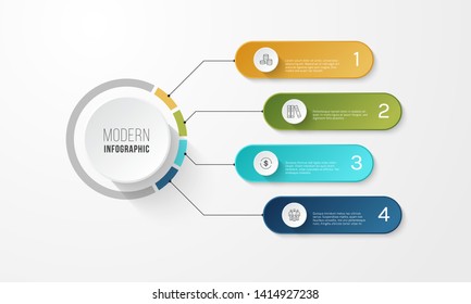 Business infographics design template with icons and 4 steps. Can be used for workflow layout, diagram, annual report, web design