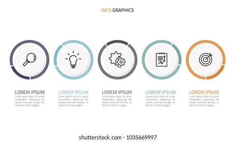 Business infographics design template and marketing icons with 5 steps or options, parts or processes. Vector eps10 illustration.