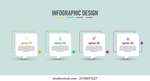 Business infographics design template. timeline with 4 steps, options. can be used for workflow diagram, info chart, web design. vector illustration.