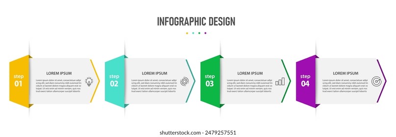 Business infographics design template. timeline with 4 steps, options. can be used for workflow diagram, info chart, web design. vector illustration.