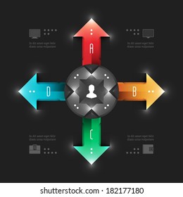 Business Infographics Design Template. Vector Elements. Management Workflow Arrows Illustration. EPS10