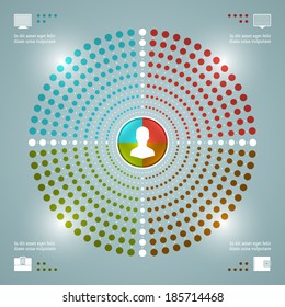 Business Infographics Design Template. Vector Elements. Management Dotted Pie Chart Diagram Illustration. EPS10