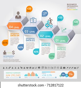 Business infographics design template. Vector illustration. Can be used for workflow layout, diagram, number options, start-up options, web design.