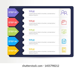 Business infographics design vector. Business concept with 5 options, steps or processes.