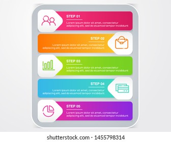 Business infographics design vector. Business concept with 5 options, steps or processes.