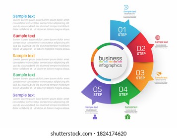 Business infographics  design vector  template with 5 options, steps or processes. Vector eps 10