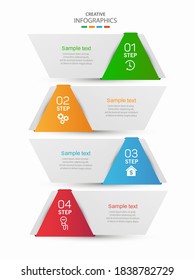 Plantilla vectorial de diseño de infografías empresariales con 4 opciones, pasos o procesos 