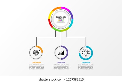Business Infographics Element Vector Design Template. Data Visualization Timeline with circles, steps, number options most useful can be used for workflow layout, presentation, diagram, annual reports
