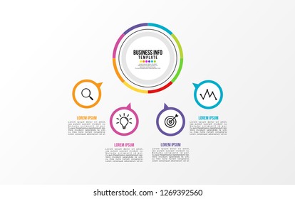 Business Infographics Element Vector Design Template. Data Visualization Timeline with circles, steps, number options most useful can be used for workflow layout, presentation, diagram, annual reports