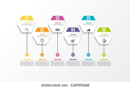 Business Infographics Element Vector Design Template. Data Visualization Timeline with circles, steps, number options most useful can be used for workflow layout, presentation, diagram, annual reports