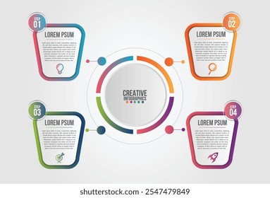 Business infographics element.Circle chart template Chart with 4 steps or options for presentations , graph, diagram, options, parts, processes, phase and training.