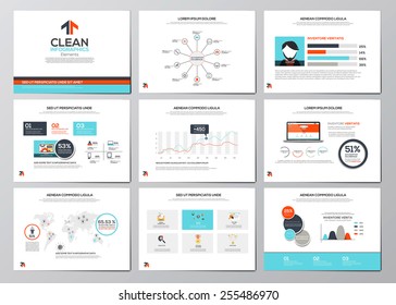 Business infographics elements for corporate brochures. Flat design. Vector