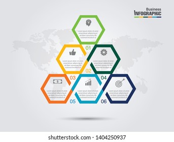 business Infographics elements data, abstract banner element. 
6-steps concept. can be used web design or presentation, 
illustration vector background