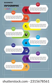 datos de elementos de Infografía empresarial, elemento de pancarta abstracto. concepto de 8 pasos. se puede usar diseño web o presentación, fondo vector de ilustración