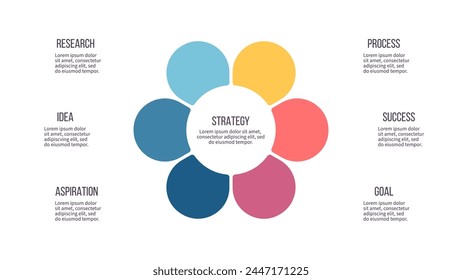 Infografías de negocios. Gráfico de flores con 6 pasos, opciones. diagrama de Vectores.