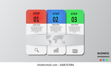 Business infographics in the form of colored rectangles with text and icons. EPS 10.