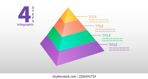 Infografía empresarial en forma de pirámide. diagrama de 4 pasos. 3 D. Ilustración vectorial.