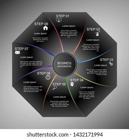 Business InfoGraphics, Geometry, Octagon Design, Marketing presentation , section banner, Vector Illustration