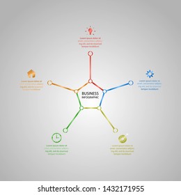 Business InfoGraphics, Geometry, Pentagon Design, Marketing presentation, section banner, Vector Illustration