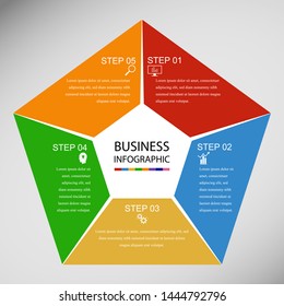 Business InfoGraphics, Geometry, Pentagon Design, Marketing presentation, section banner, Vector Illustration